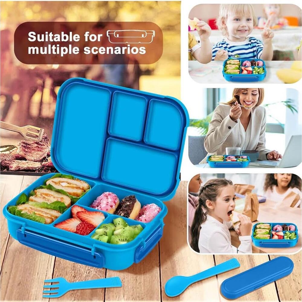 NIB: Bento Box: Leakproof Lunch‎ Containers w utensils (dark gray) - Picture 6 of 7